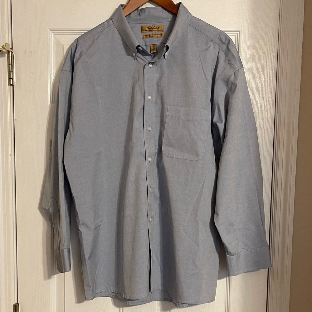 Roundtree & Yorke Sky Blue Button Down Dress Shirt Size 19